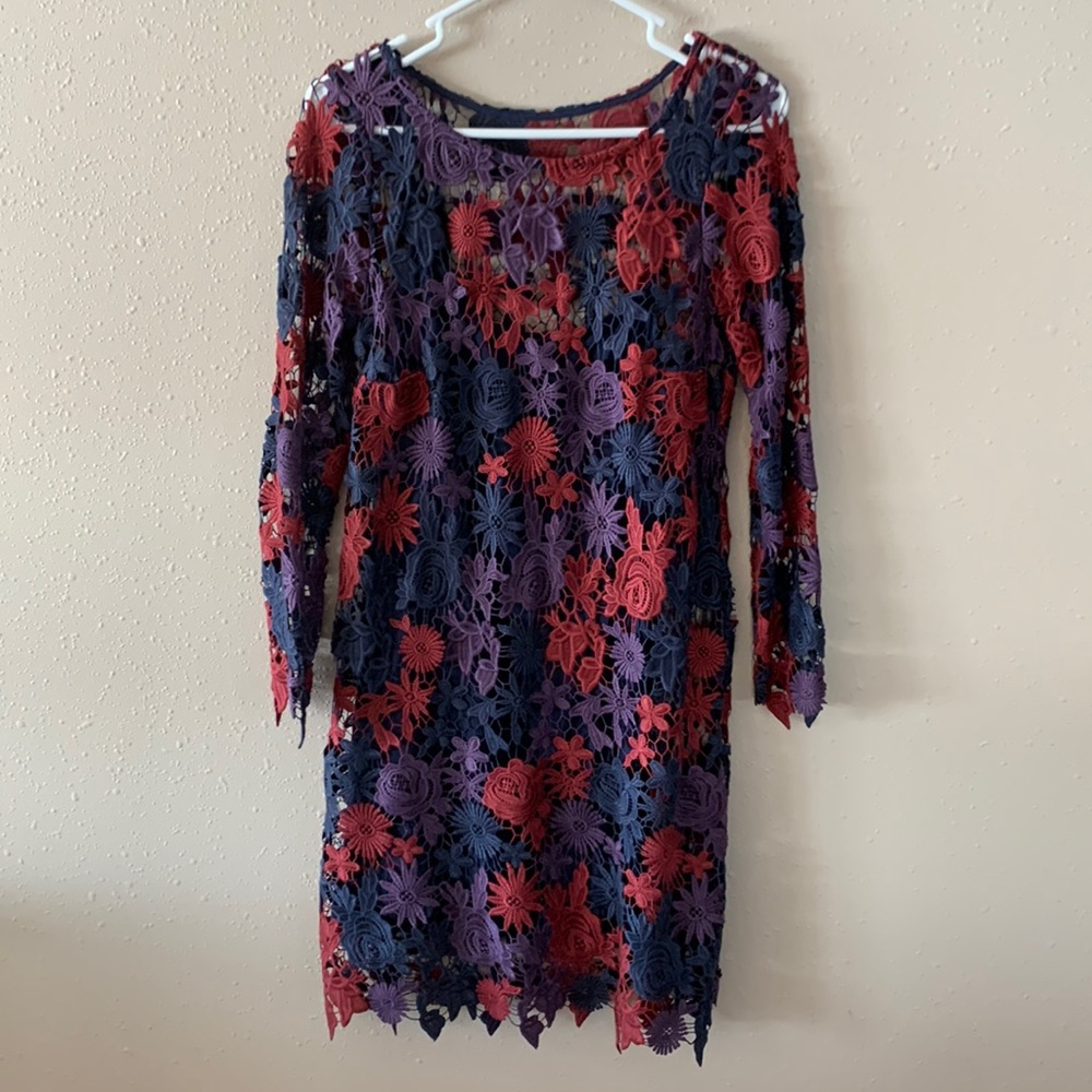 Lace overlay dress.